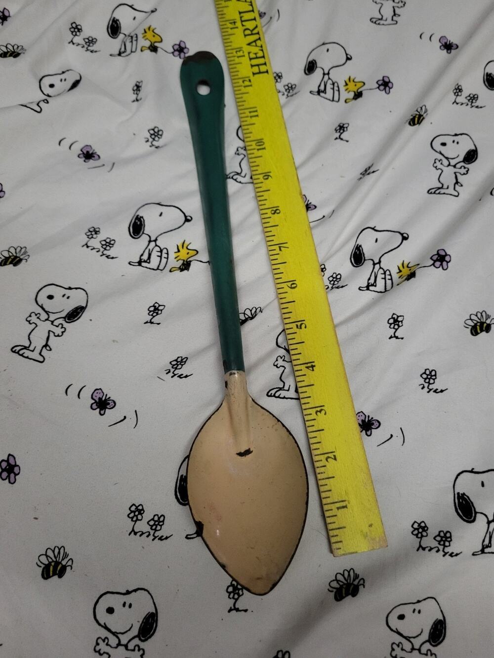 Antique Porcelain Serving Spoon - Pink & Green - 13"